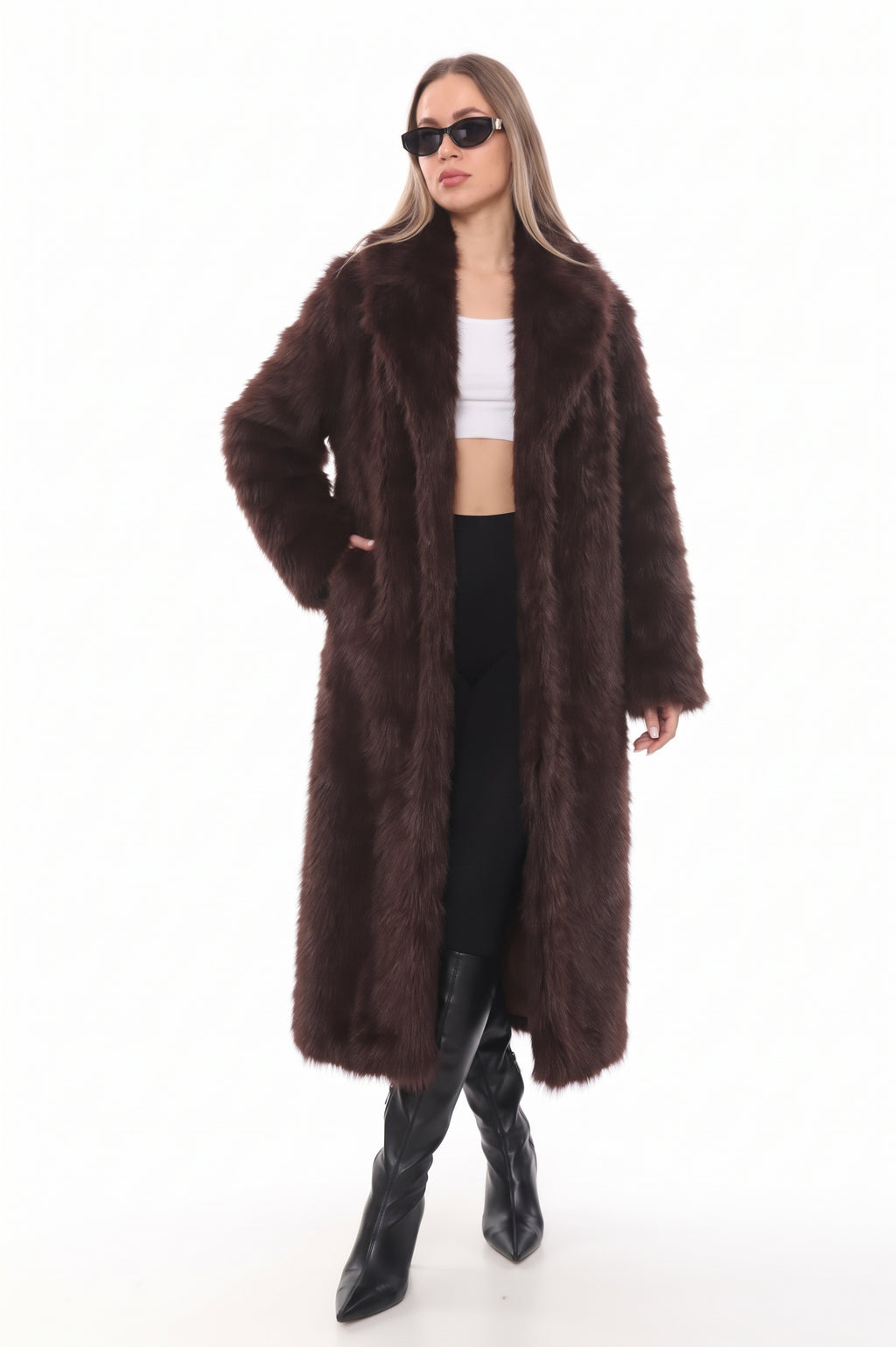 Sable Elegance Faux Fur Coat