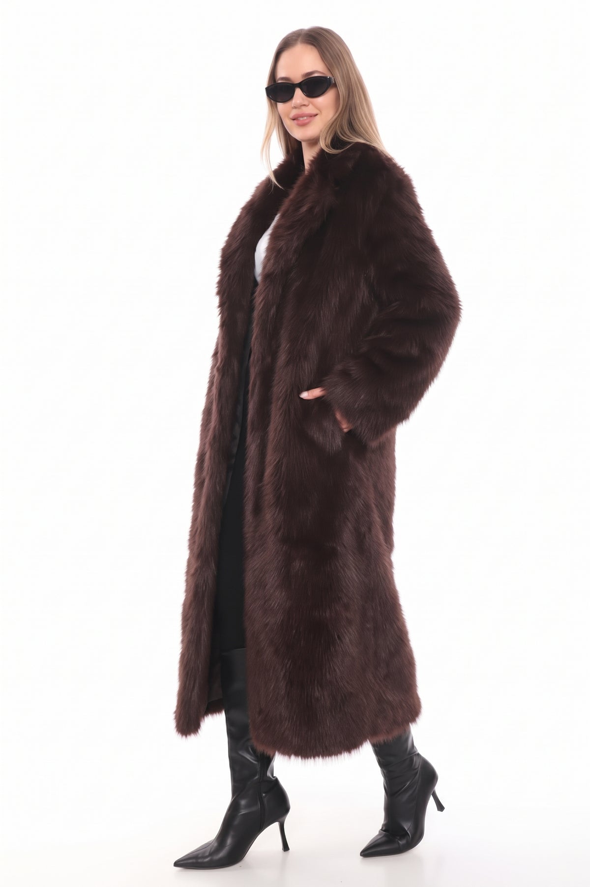 Sable Elegance Faux Fur Coat
