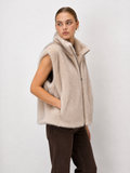 Ivory Sand Faux Mink Fur Vest