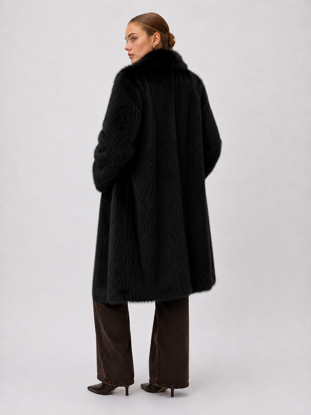 Velours Noir Suni Kürk Kaban