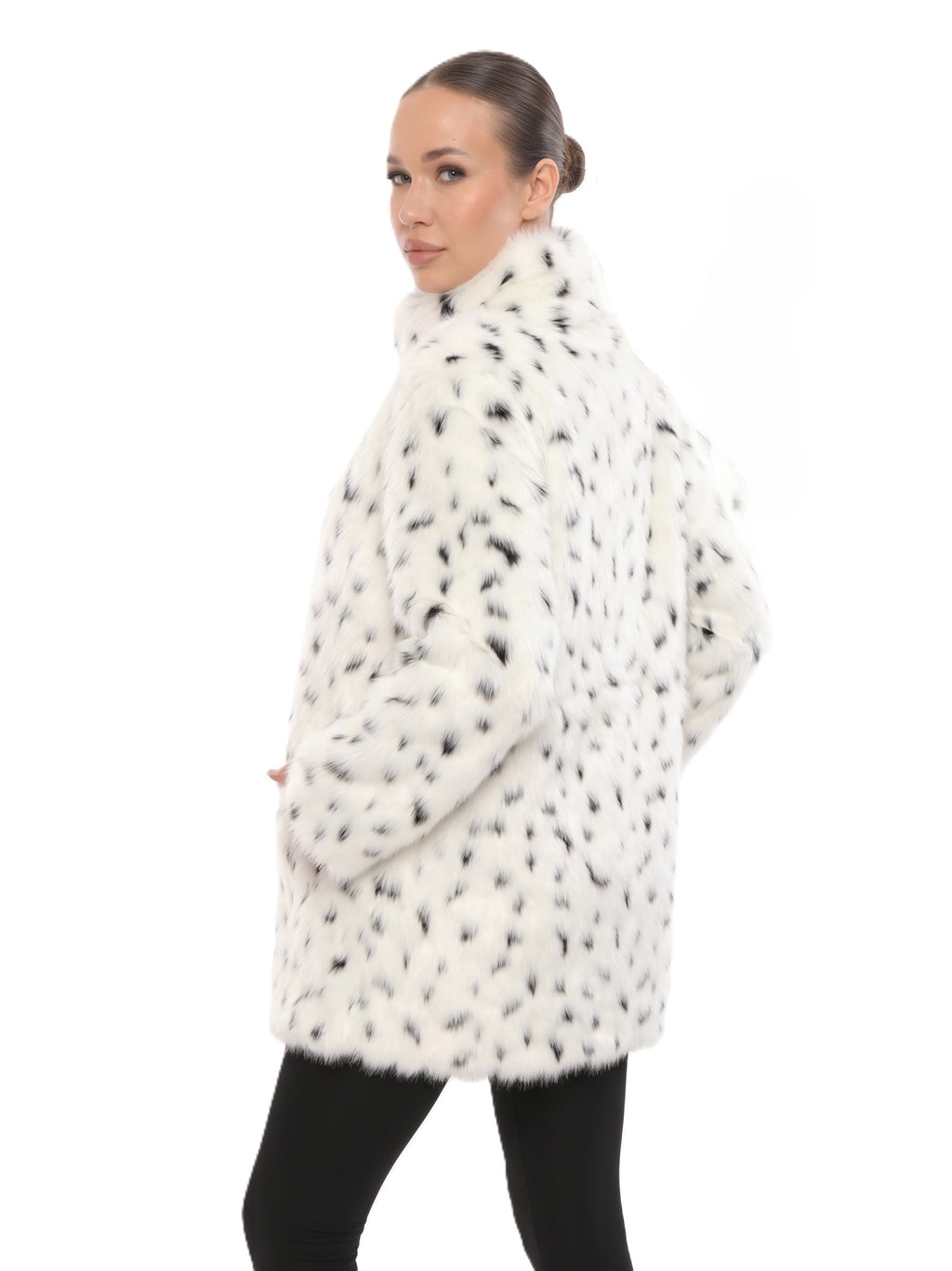 Ivory Leopard Faux Fur Jacket