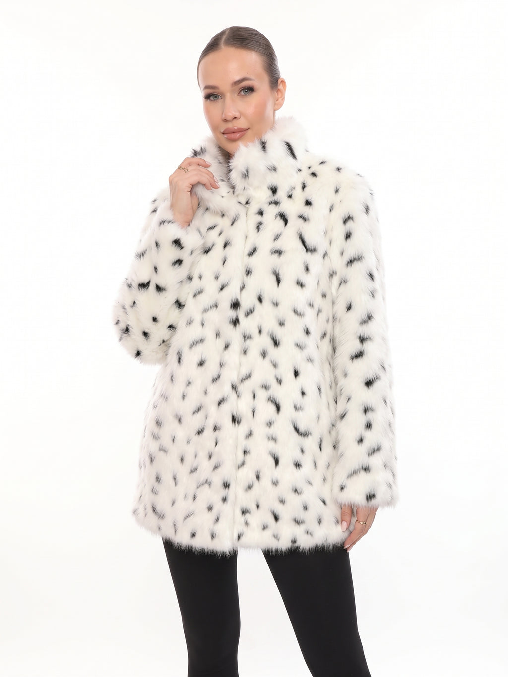 Ivory Leopard Faux Fur Jacket