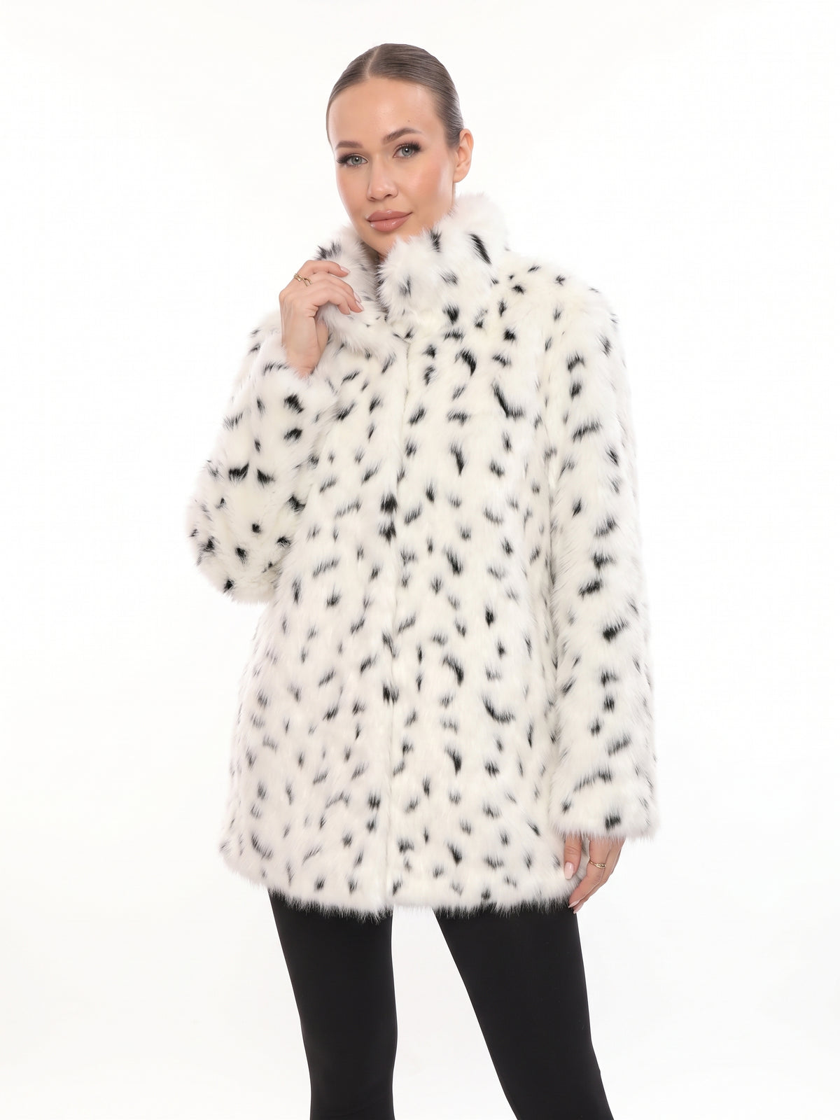 Ivory Leopard Faux Fur Jacket