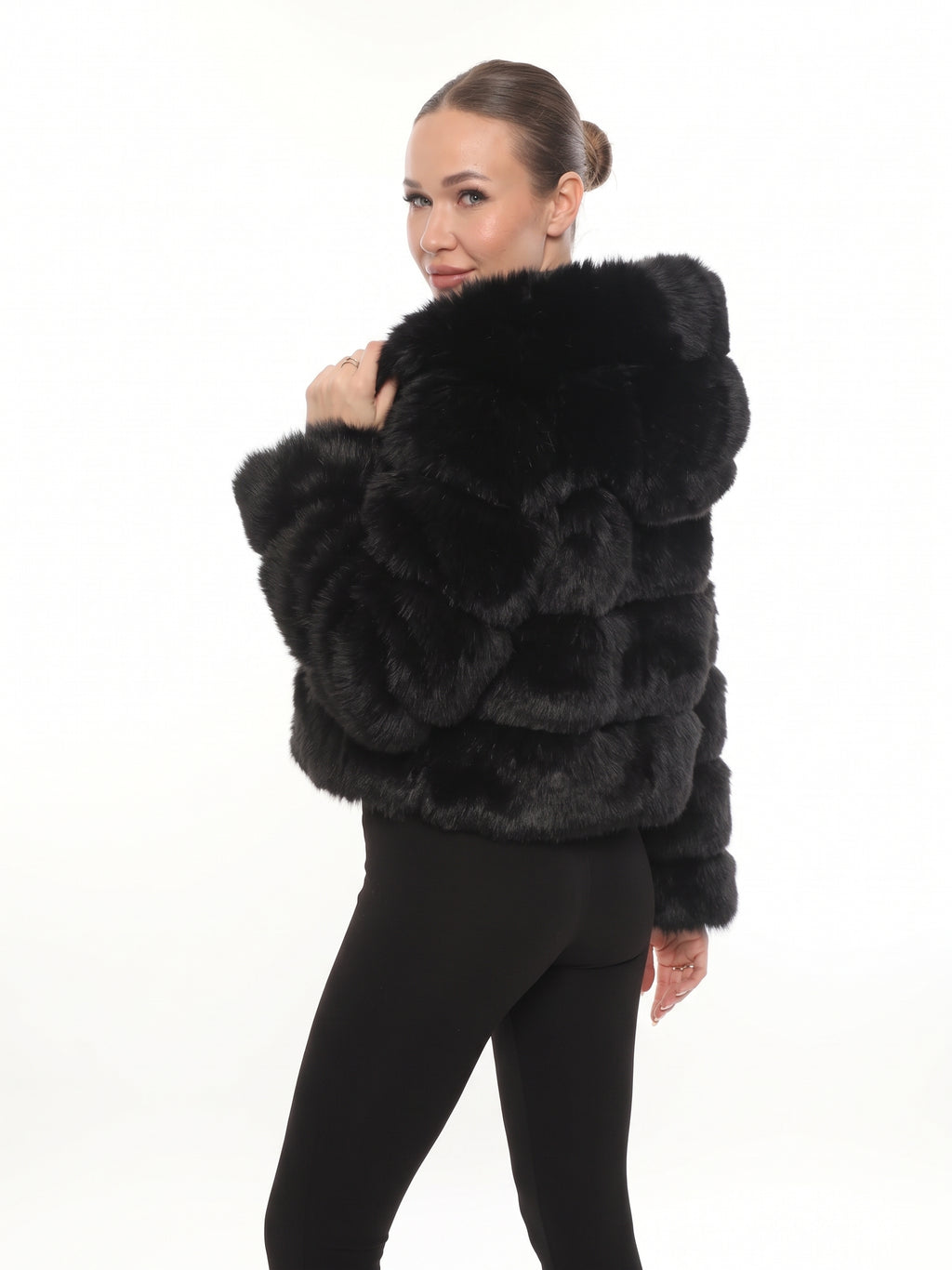 Noir Hood Faux Fur Jacket
