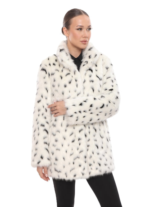 Ivory Leopard Faux Fur Jacket