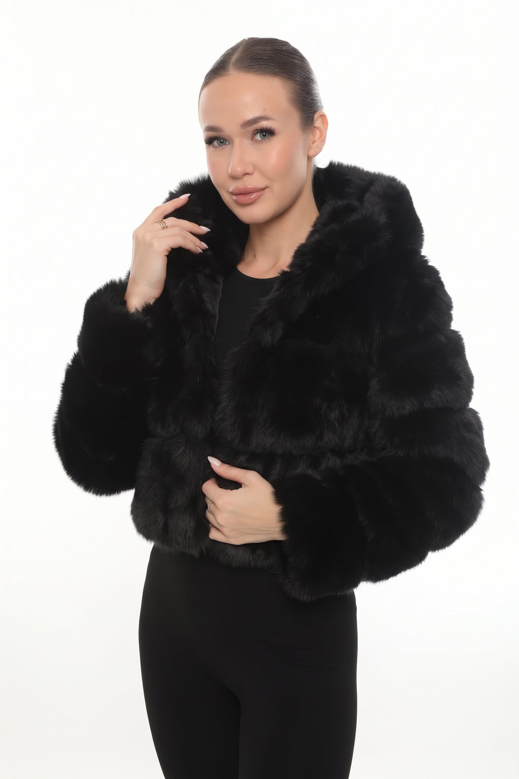 Noir Hood Faux Fur Jacket