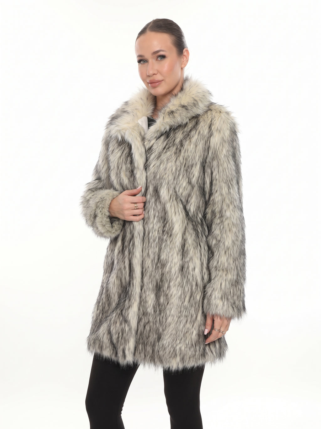 Ivory Mélange Faux Fur Coat