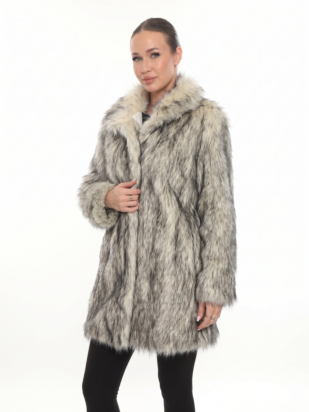 Ivory Mélange Faux Fur Coat