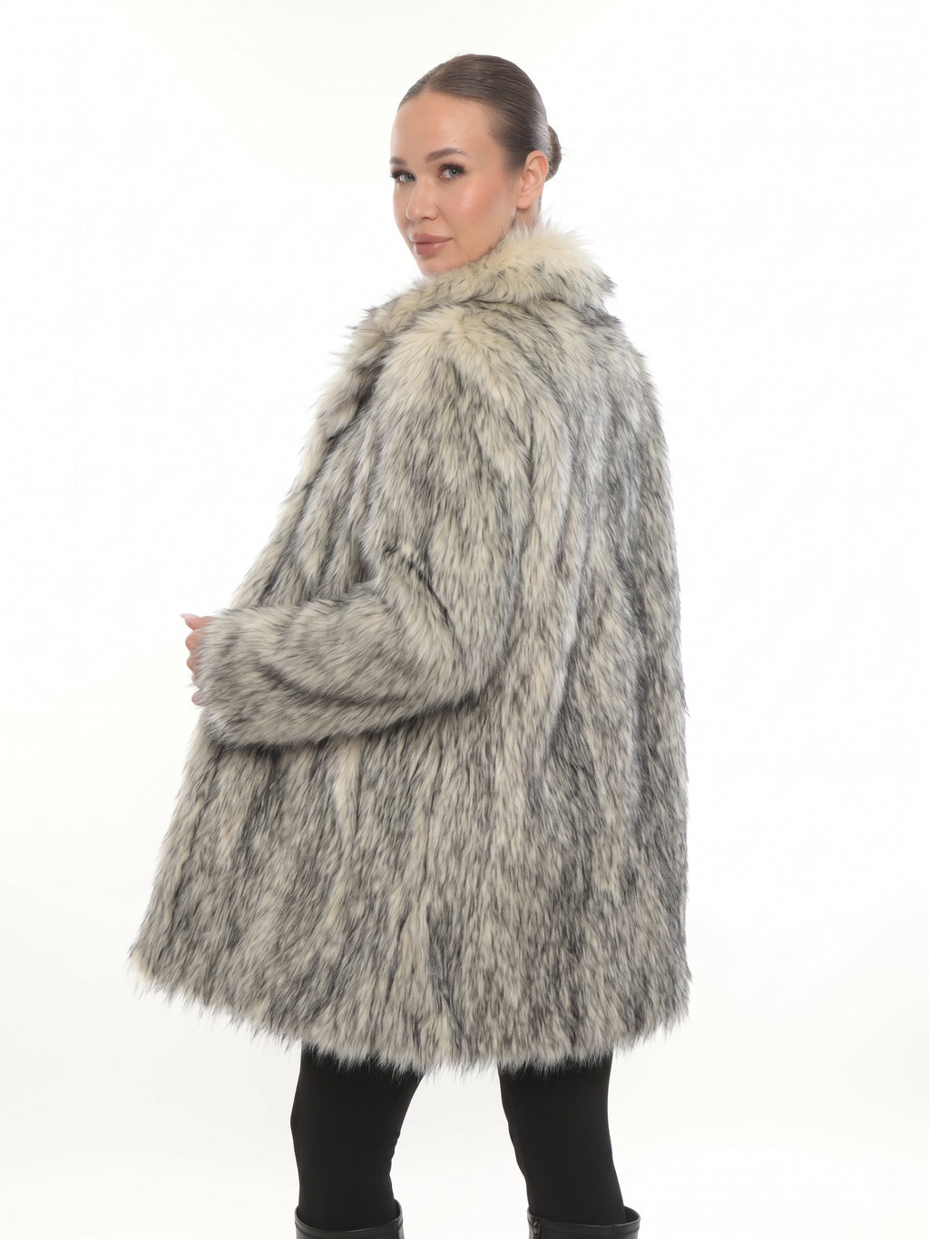 Ivory Mélange Faux Fur Coat