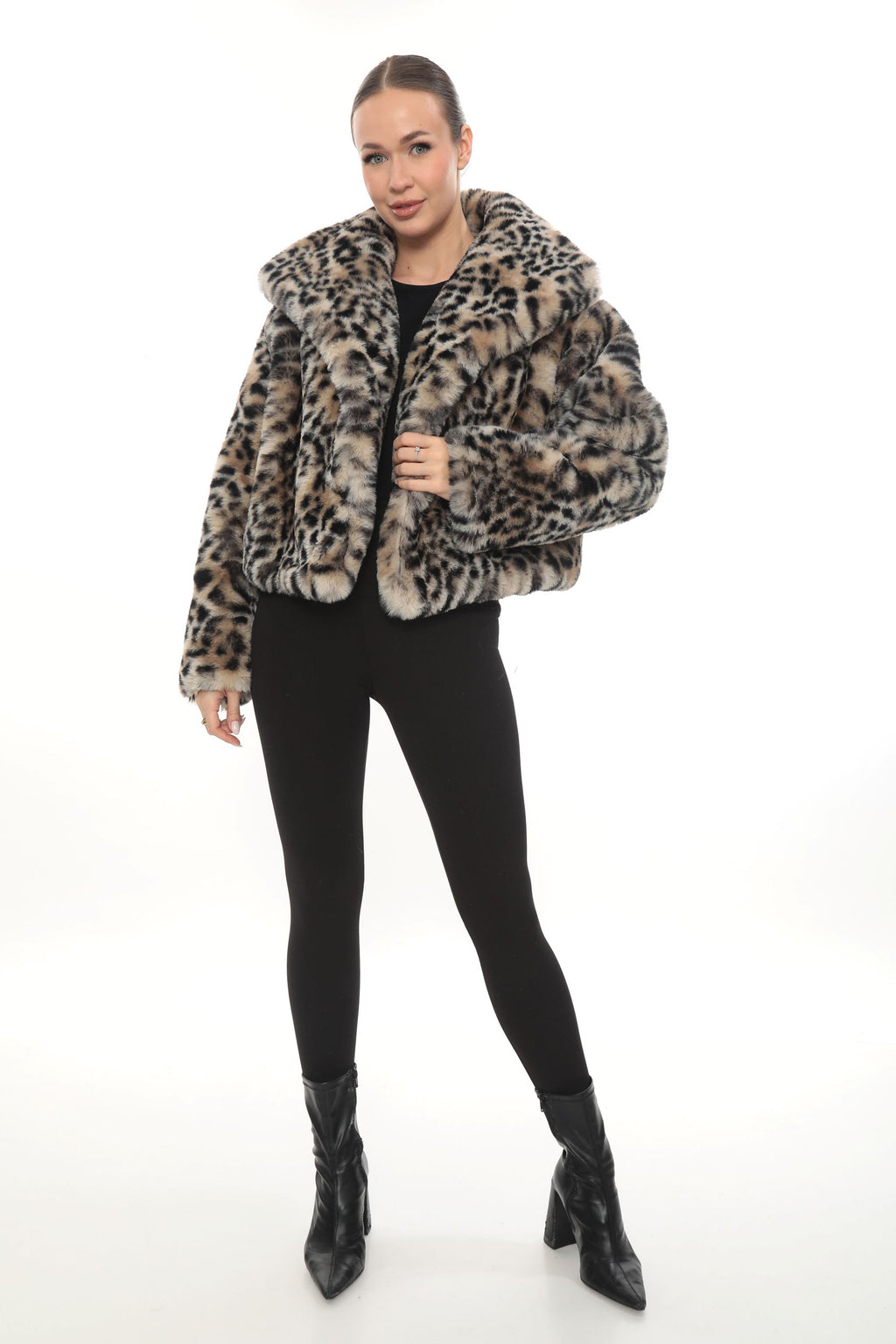 Leona Grace Crop Suni Kürk Ceket