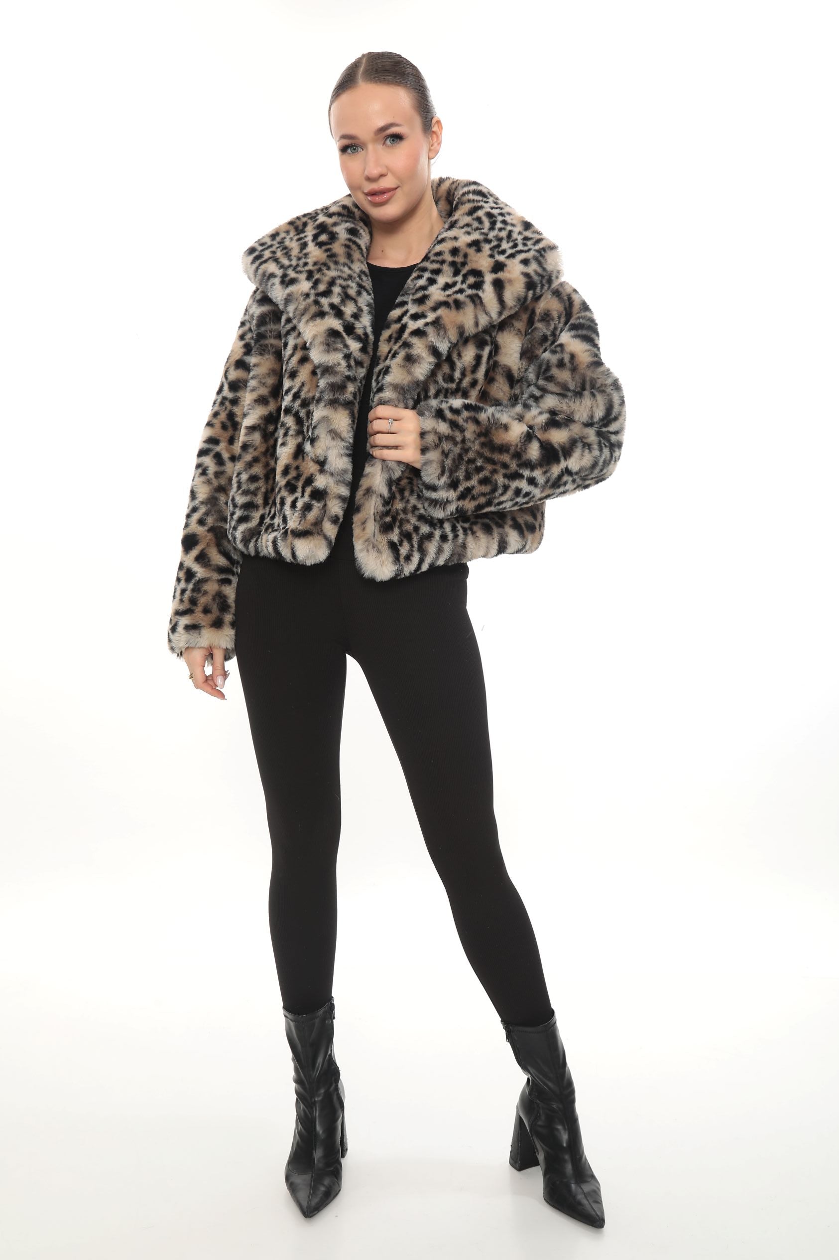 Leona Grace Crop Suni Kürk Ceket