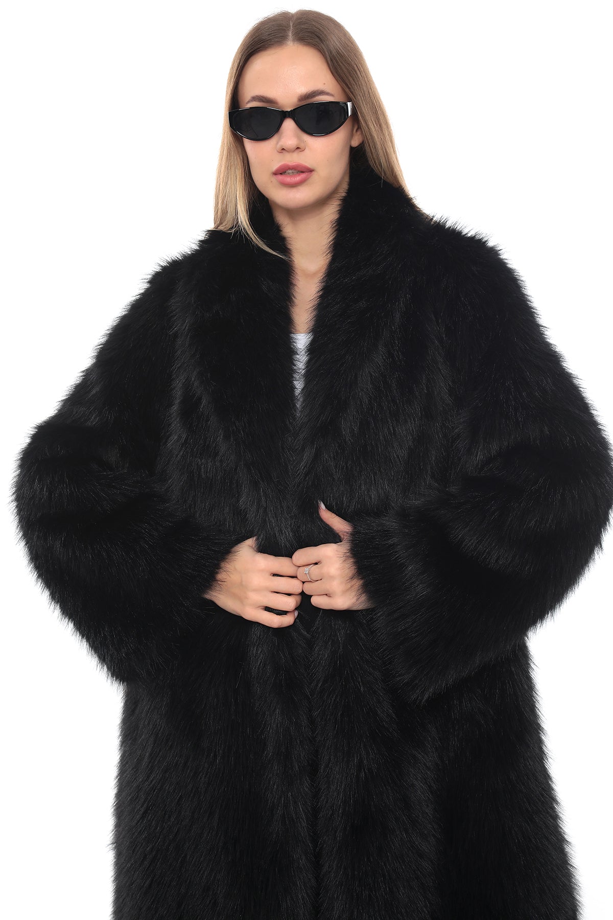 Sable Élegance Faux Fur Jacket