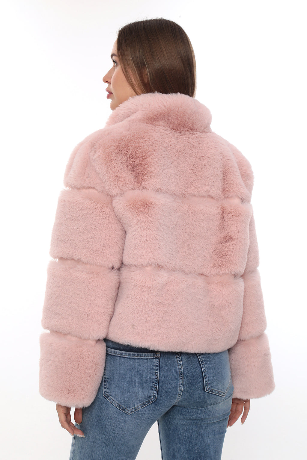 Rosa Fioretta Pembe Suni Kürk Ceket