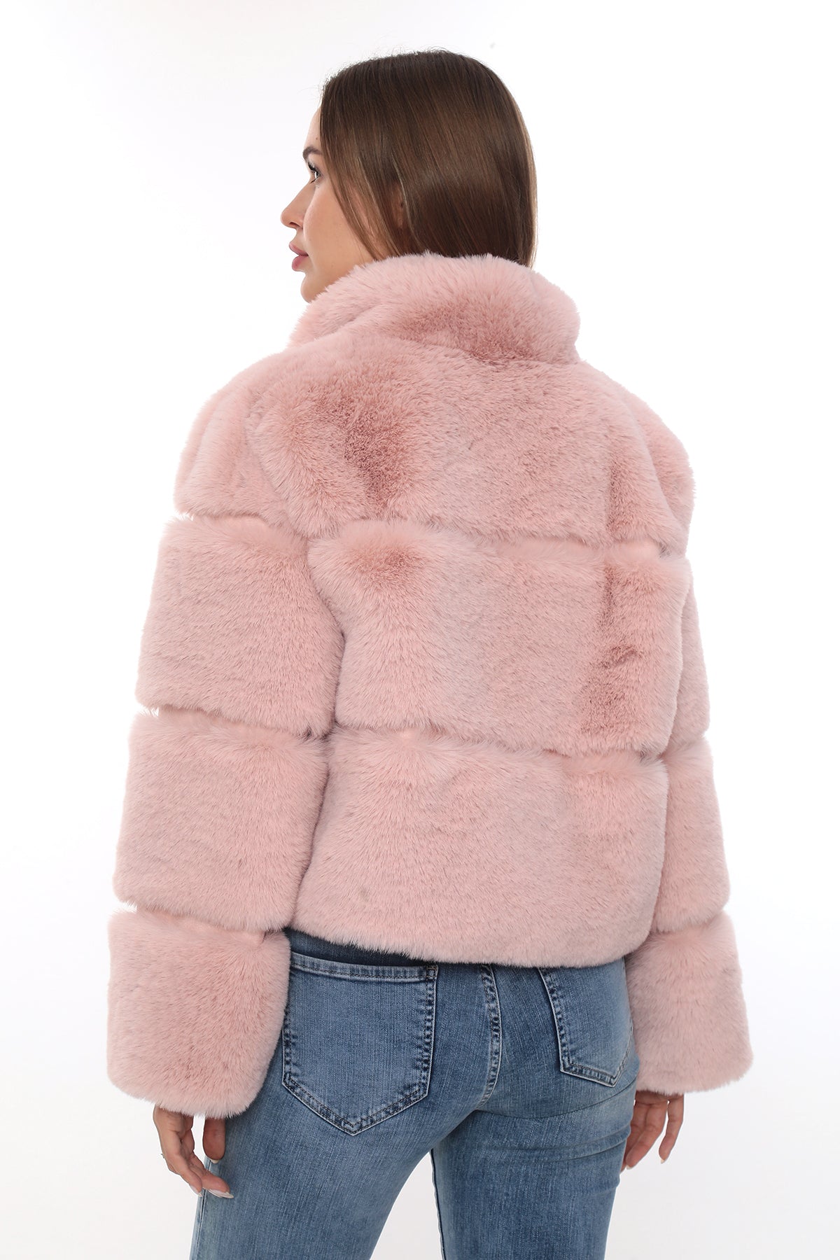 Rosa Fioretta Pembe Suni Kürk Ceket
