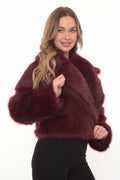 Vera Burgundy Faux Fur Crop Jacket