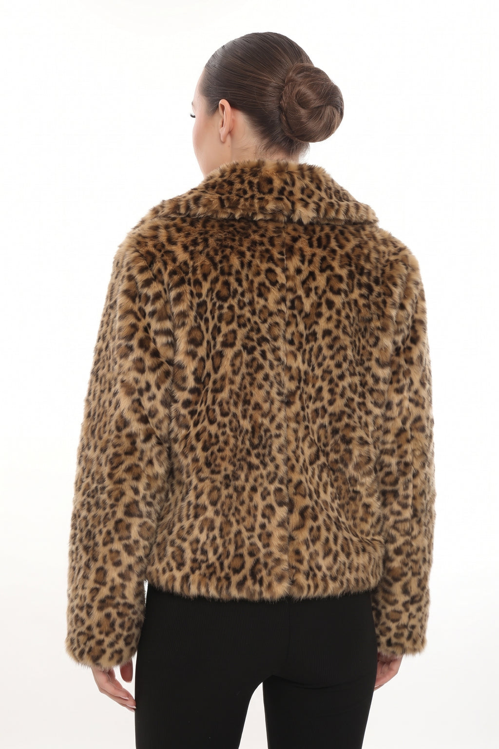 Black Leopard Faux Fur Jacket