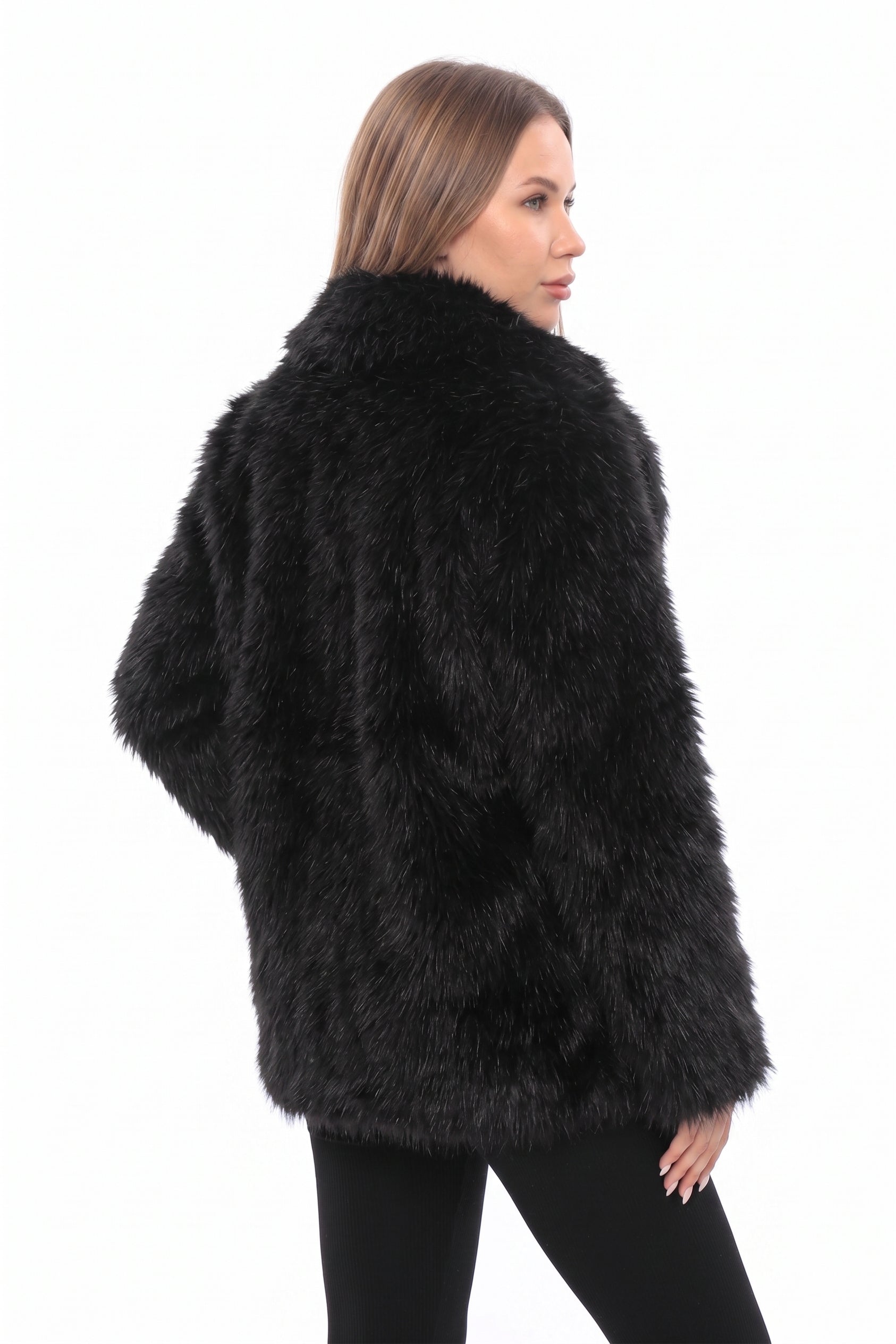 Noctura Siyah Oversize Suni Kürk Ceket